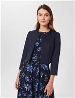 HOBBS Textured Collarless Short Jacket Navy