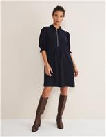 Phase Eight Zip Neck Mini Smock Dress Navy