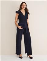 Phase Eight Frill Detail Short Sleeve Jumpsuit Navy