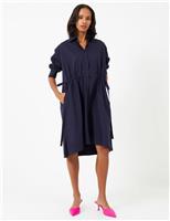 French Connection Pure Cotton Knee Length Shirt Dress Blue