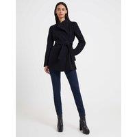 Wool Blend Belted Wrap Coat