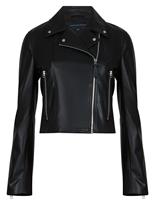 Faux Leather Cropped Biker Jacket