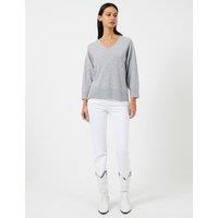 French Connection Textured V-Neck Relaxed Jumper with Wool Grey Mix