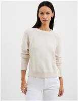 French Connection Pure Cotton Textured Round Neck Jumper Beige Mix