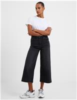 French Connection High Waisted Wide Leg Cropped Jeans Black