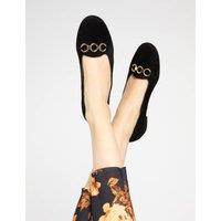 Suede Buckle Flat Loafers
