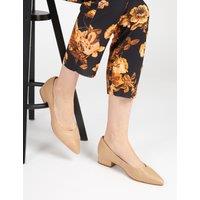 Jones Bootmaker Leather Block Heel Pointed Court Shoes Beige