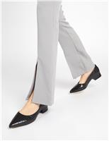 Jones Bootmaker Leather Block Heel Pointed Court Shoes Beige