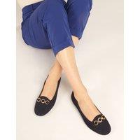 Jones Bootmaker Suede Buckle Flat Loafers Navy
