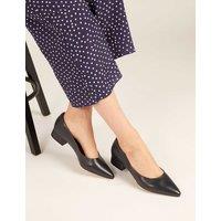Jones Bootmaker Leather Block Heel Pointed Court Shoes Navy