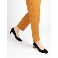 Jones Bootmaker Suede Block Heel Court Shoes Black
