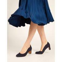 Jones Bootmaker Suede Block Heel Court Shoes Navy