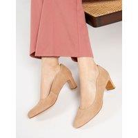 Suede Block Heel Court Shoes