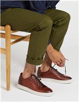 Jones Bootmaker Leather Lace-Up Trainers Burgundy