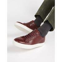 Jones Bootmaker Leather Lace-Up Trainers Burgundy