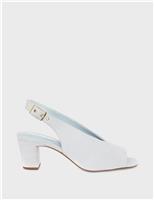 Suede Buckle Block Heel Slingback Sandals