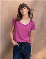 Celtic & Co. Linen Blend Striped T-Shirt Pink Mix