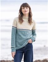 Celtic & Co. Pure Lambswool Colour Block Jumper Blue Mix