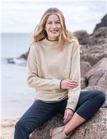 Celtic & Co. Pure Lambswool Striped Funnel Neck Jumper Cream