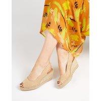 Leather Slingback Wedge Espadrilles