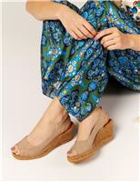 Jones Bootmaker Leather Slingback Wedge Espadrilles Sand