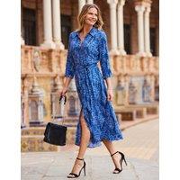 Snake Print Belted Midi Shirt Dress