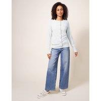 White Stuff Pure Cotton Crew Neck Cardigan White