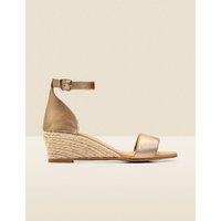 Leather Ankle Strap Wedge Espadrilles