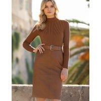 Leather Belted Knee Length Pencil Skirt