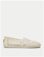 TOMS Canvas Embroidered Espadrilles Natural