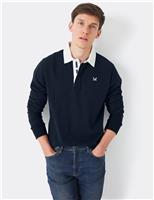 Crew Clothing Pure Cotton Long Sleeve Rugby Shirt Navy Mix