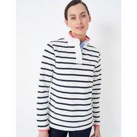 Crew Clothing Pure Cotton Striped Funnel Neck Sweatshirt White Mix