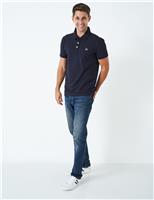 Crew Clothing Cotton Rich Stretch Pique Polo Shirt Navy
