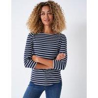 Crew Clothing Jersey Striped Top Navy Mix