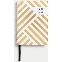 2024 Small A6 Week to View Diary - Gold Geometric Design