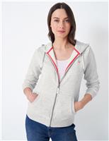Crew Clothing Cotton Rich Zip Up Hoodie Light Pink