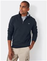Crew Clothing Cotton Rich Half Zip Sweatshirt Navy