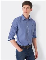 Crew Clothing Slim Fit Pure Cotton Check Poplin Shirt Medium Blue Mix