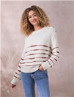 Celtic & Co. Linen Blend Striped Crew Neck Jumper Oatmeal Mix