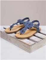 Suede Woven Ankle Strap Flat Sandals