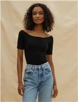 Albaray Cotton Rich Off The Shoulder Top Black