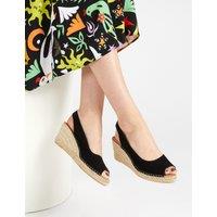 Jones Bootmaker Suede Slingback Wedge Sandals Black Mix