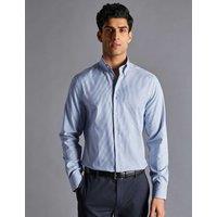 Charles Tyrwhitt Non Iron Pure Cotton Striped Oxford Shirt Blue
