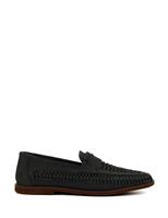 Dune London Leather Woven Flat Loafers Navy