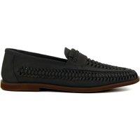 Dune London Leather Woven Flat Loafers Navy