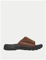 Skechers Arch Fit Motley Revelo Leather Sliders Dark Brown