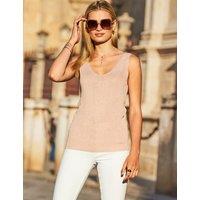 SOSANDAR Sparkly V-Neck Knitted Vest Pink