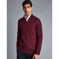 Charles Tyrwhitt Pure Merino Wool Half Zip Jumper Red