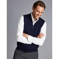 Charles Tyrwhitt Pure Extra Fine Merino Wool Zip Up Gilet Navy