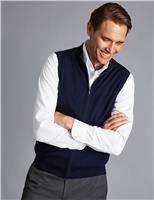 Charles Tyrwhitt Pure Extra Fine Merino Wool Zip Up Gilet Navy